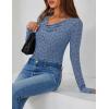 imageZESICA Womens Long Sleeve Floral Tops Cowl Neck Slim Fit Going Out Shirts 2025 Fall Fashion Outfits ClothesDustyblue