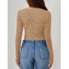 imageZESICA Womens Long Sleeve Floral Tops Cowl Neck Slim Fit Going Out Shirts 2025 Fall Fashion Outfits ClothesKhaki