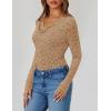 imageZESICA Womens Long Sleeve Floral Tops Cowl Neck Slim Fit Going Out Shirts 2025 Fall Fashion Outfits ClothesKhaki