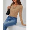 imageZESICA Womens Long Sleeve Floral Tops Cowl Neck Slim Fit Going Out Shirts 2025 Fall Fashion Outfits ClothesKhaki