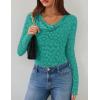 imageZESICA Womens Long Sleeve Floral Tops Cowl Neck Slim Fit Going Out Shirts 2025 Fall Fashion Outfits ClothesPeacock
