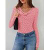 imageZESICA Womens Long Sleeve Floral Tops Cowl Neck Slim Fit Going Out Shirts 2025 Fall Fashion Outfits ClothesPink