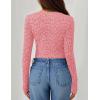 imageZESICA Womens Long Sleeve Floral Tops Cowl Neck Slim Fit Going Out Shirts 2025 Fall Fashion Outfits ClothesPink