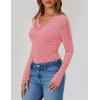 imageZESICA Womens Long Sleeve Floral Tops Cowl Neck Slim Fit Going Out Shirts 2025 Fall Fashion Outfits ClothesPink