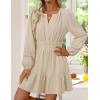 imageZESICA Womens Long Sleeve Mini Dresses 2025 Fall Lightweight V Neck High Waist A Line Flowy Swing Casual Party DressApricot