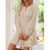 imageZESICA Womens Long Sleeve Mini Dresses 2025 Fall Lightweight V Neck High Waist A Line Flowy Swing Casual Party DressApricot