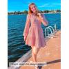 imageZESICA Womens Long Sleeve Mini Dresses 2025 Fall Lightweight V Neck High Waist A Line Flowy Swing Casual Party DressPink