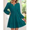 imageZESICA Womens Long Sleeve Mini Dresses 2025 Fall Lightweight V Neck High Waist A Line Flowy Swing Casual Party DressTeal