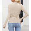 imageZESICA Womens Long Sleeve Shirts 2025 Fall Mock Neck Ribbed Knit Slim Fit Tops Basic Tees Going Out Outfits ClothesApricot