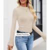 imageZESICA Womens Long Sleeve Shirts 2025 Fall Mock Neck Ribbed Knit Slim Fit Tops Basic Tees Going Out Outfits ClothesApricot