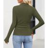 imageZESICA Womens Long Sleeve Shirts 2025 Fall Mock Neck Ribbed Knit Slim Fit Tops Basic Tees Going Out Outfits ClothesArmygreen