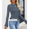 imageZESICA Womens Long Sleeve Shirts 2025 Fall Mock Neck Ribbed Knit Slim Fit Tops Basic Tees Going Out Outfits ClothesDustyblue