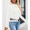 imageZESICA Womens Long Sleeve Shirts 2025 Fall Mock Neck Ribbed Knit Slim Fit Tops Basic Tees Going Out Outfits ClothesWhite