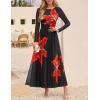 imageZESICA Womens Maxi Dress 2025 Fall Long Sleeve Crewneck Floral Print Mesh Ruched Party Wedding Guest DressesBlack
