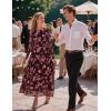 imageZESICA Womens Maxi Dress 2025 Fall Long Sleeve Crewneck Floral Print Mesh Ruched Party Wedding Guest DressesCoffee