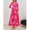 imageZESICA Womens Maxi Dress 2025 Fall Long Sleeve Crewneck Floral Print Mesh Ruched Party Wedding Guest DressesRose