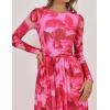 imageZESICA Womens Maxi Dress 2025 Fall Long Sleeve Crewneck Floral Print Mesh Ruched Party Wedding Guest DressesRose