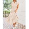 imageZESICA Womens Summer Casual Maxi Dress 2025 Puff Short Sleeve V Neck Ruffle Tiered Flowy Boho Beach DressesApricot