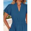 imageZESICA Womens Summer Casual Maxi Dress 2025 Puff Short Sleeve V Neck Ruffle Tiered Flowy Boho Beach DressesDarkblue
