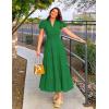 imageZESICA Womens Summer Casual Maxi Dress 2025 Puff Short Sleeve V Neck Ruffle Tiered Flowy Boho Beach DressesGreen