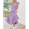 imageZESICA Womens Summer Casual Maxi Dress 2025 Puff Short Sleeve V Neck Ruffle Tiered Flowy Boho Beach DressesLilac