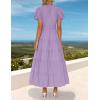 imageZESICA Womens Summer Casual Maxi Dress 2025 Puff Short Sleeve V Neck Ruffle Tiered Flowy Boho Beach DressesLilac