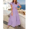 imageZESICA Womens Summer Casual Maxi Dress 2025 Puff Short Sleeve V Neck Ruffle Tiered Flowy Boho Beach DressesLilac