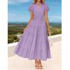 imageZESICA Womens Summer Casual Maxi Dress 2025 Puff Short Sleeve V Neck Ruffle Tiered Flowy Boho Beach DressesLilac