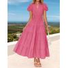 imageZESICA Womens Summer Casual Maxi Dress 2025 Puff Short Sleeve V Neck Ruffle Tiered Flowy Boho Beach DressesRose