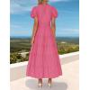 imageZESICA Womens Summer Casual Maxi Dress 2025 Puff Short Sleeve V Neck Ruffle Tiered Flowy Boho Beach DressesRose