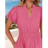 imageZESICA Womens Summer Casual Maxi Dress 2025 Puff Short Sleeve V Neck Ruffle Tiered Flowy Boho Beach DressesRose