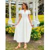 imageZESICA Womens Summer Casual Maxi Dress 2025 Puff Short Sleeve V Neck Ruffle Tiered Flowy Boho Beach DressesWhite