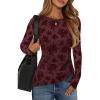 imageZESICA Womens Floral Long Sleeve Shirts 2025 Fall Boat Neck Ruched Tops Slim Fitted Asymmetrical Going Out BlousesWine