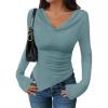 imageZESICA Womens Long Sleeve Cowl Neck Shirts Slim Fit Going Out Y2k Tops Blouses 2025 Fall Outfits Fashion ClothesTurquoise