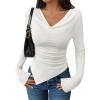 imageZESICA Womens Long Sleeve Cowl Neck Shirts Slim Fit Going Out Y2k Tops Blouses 2025 Fall Outfits Fashion ClothesWhite