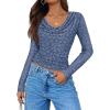 imageZESICA Womens Long Sleeve Floral Tops Cowl Neck Slim Fit Going Out Shirts 2025 Fall Fashion Outfits ClothesDustyblue