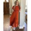 imageZESICA Womens 2025 Summer Casual Floral Print Short Flutter Sleeve Crew Neck Smocked High Waist Flowy Maxi DressCaramel