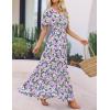 imageZESICA Womens 2025 Summer Casual Floral Print Short Sleeve V Neck High Waist A Line Tiered Flowy Boho Maxi DressPurple