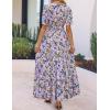 imageZESICA Womens 2025 Summer Casual Floral Print Short Sleeve V Neck High Waist A Line Tiered Flowy Boho Maxi DressPurple