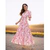 imageZESICA Womens 2025 Summer Casual Floral Print Short Sleeve V Neck High Waist A Line Tiered Flowy Boho Maxi DressRose