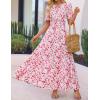 imageZESICA Womens 2025 Summer Casual Floral Print Short Sleeve V Neck High Waist A Line Tiered Flowy Boho Maxi DressRose