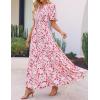 imageZESICA Womens 2025 Summer Casual Floral Print Short Sleeve V Neck High Waist A Line Tiered Flowy Boho Maxi DressRose