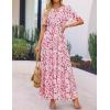imageZESICA Womens 2025 Summer Casual Floral Print Short Sleeve V Neck High Waist A Line Tiered Flowy Boho Maxi DressRose