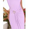 imageZESICA Womens 2025 Summer Mock Neck Casual Bodycon Dress Cap Sleeve Elegant Cocktail Party Long Midi DressesLight Purple