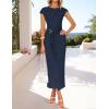 imageZESICA Womens 2025 Summer Mock Neck Casual Bodycon Dress Cap Sleeve Elegant Cocktail Party Long Midi DressesNavy