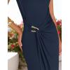 imageZESICA Womens 2025 Summer Mock Neck Casual Bodycon Dress Cap Sleeve Elegant Cocktail Party Long Midi DressesNavy