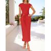 imageZESICA Womens 2025 Summer Mock Neck Casual Bodycon Dress Cap Sleeve Elegant Cocktail Party Long Midi DressesRed