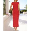 imageZESICA Womens 2025 Summer Mock Neck Casual Bodycon Dress Cap Sleeve Elegant Cocktail Party Long Midi DressesRed