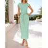imageZESICA Womens 2025 Summer Mock Neck Casual Bodycon Dress Cap Sleeve Elegant Cocktail Party Long Midi DressesSage