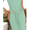 imageZESICA Womens 2025 Summer Mock Neck Casual Bodycon Dress Cap Sleeve Elegant Cocktail Party Long Midi DressesSage